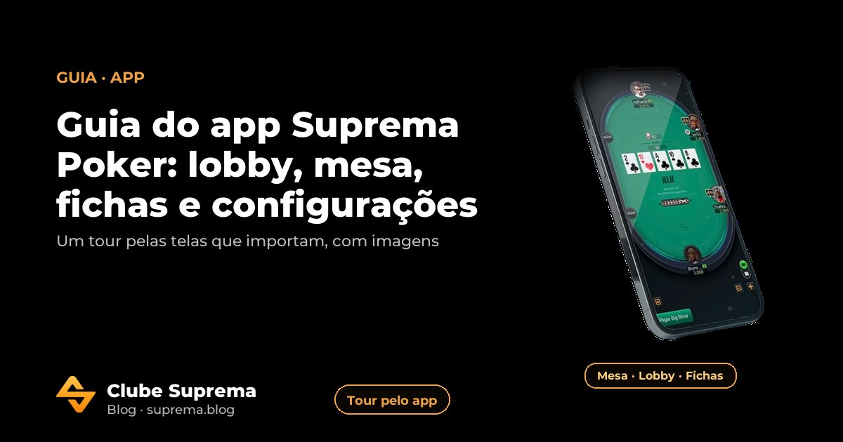 Celular inclinado mostrando uma mesa de poker do app Suprema Poker com cartas e fichas